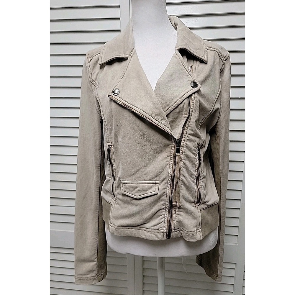 Marrakech Women's SZ M Moto Jacket Faux Suede Full Zip Pockets Tan